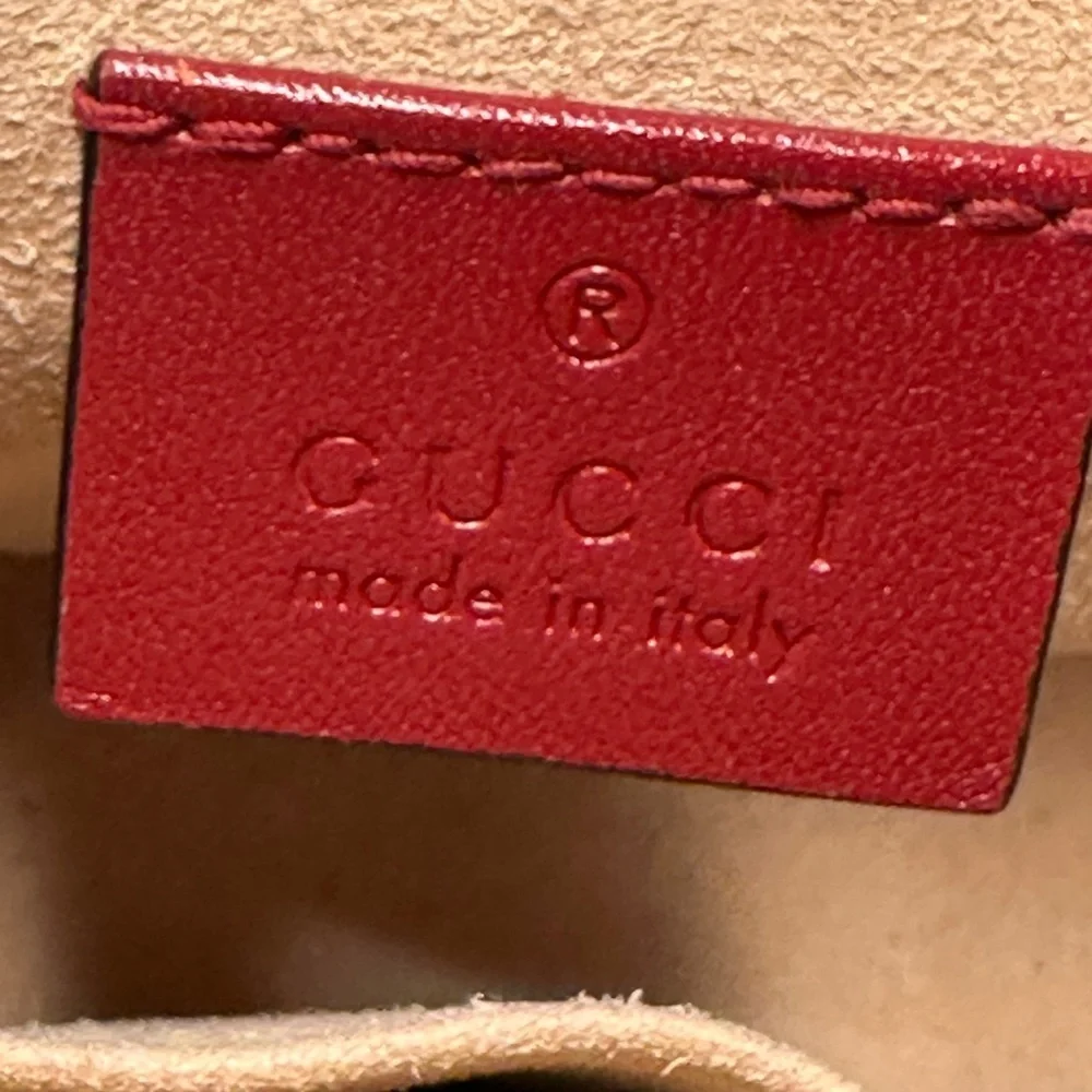 Gucci Marmont Black Quilted Leather Top Handle Satchel Shoulder Bag Red Trim